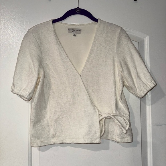 Madewell Tops - Madewell Cream Textured Wrap Blouse